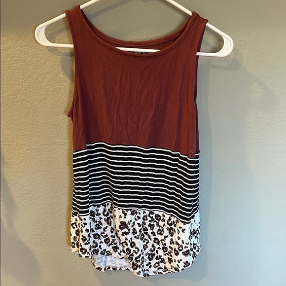 Maurices Striped and Leopard Print Tank Top - Brown - Picture 2 of 5